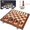 BIVOMON Chess Magnetic Wooden Chess Set 15" Unique Chess Board Game with Chess Pieces Storage Slots, Tournament Portable Folding Travel Chess Sets for Kids Adults Beginner and Pros, 2 Extra Queens view 4