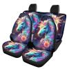 PinUp Angel Pink Floral Aqua Unicorn Print Cool Animal Patterned Seat Cover Full Sets, Cute Car Seat Cover, Universal Fit for SUV, Vans, sedans, Trucks, Automotive Interior Covers view 1