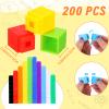 Jenaai 200 Pieces Linking Cubes for Math Counting Cubes, Plastic Counting Blocks, Colorful Math Manipulatives Classroom Learning Supplies for Preschool Activities Boy Girl(Simple Style) view 2