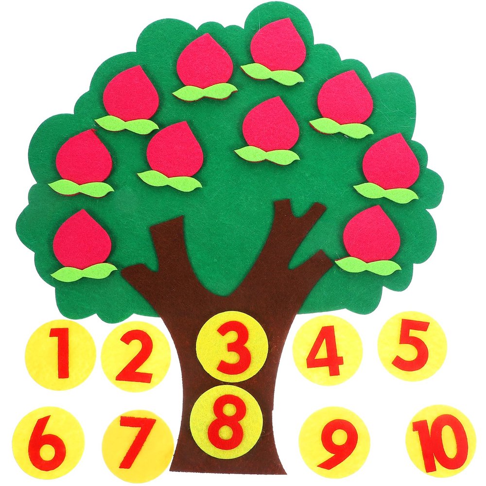Operitacx Tree of Peach Craft Kit, Felt Fall Decor Tree Board with Number, Math Learning Apples Ornaments, Bulletin Board for DIY Craft Kids Classroom Decoration