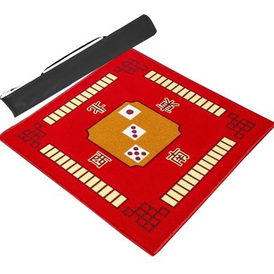 Anti-Slip Noise Reduction Playmat, Mahjong Table Mat, Dominoes Poker Cards Board Games Tabletop Cover Mat with Carrying Bag (Color : Red, Size : 30.7x30.7inch)