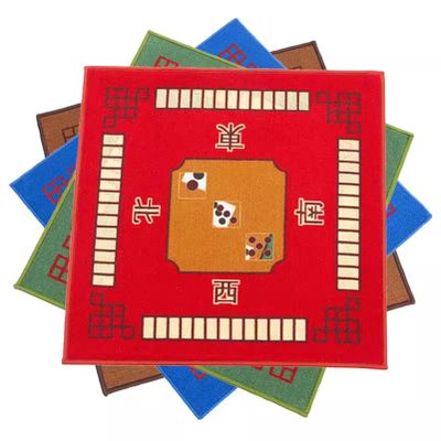 4 Pcs Mahjong Table Mat with Rules, Non-Slip Noise Reduction Game Mat for Poker Card Games Board Games Tile Mahjong Games (Size : 34.7x34.7inch)