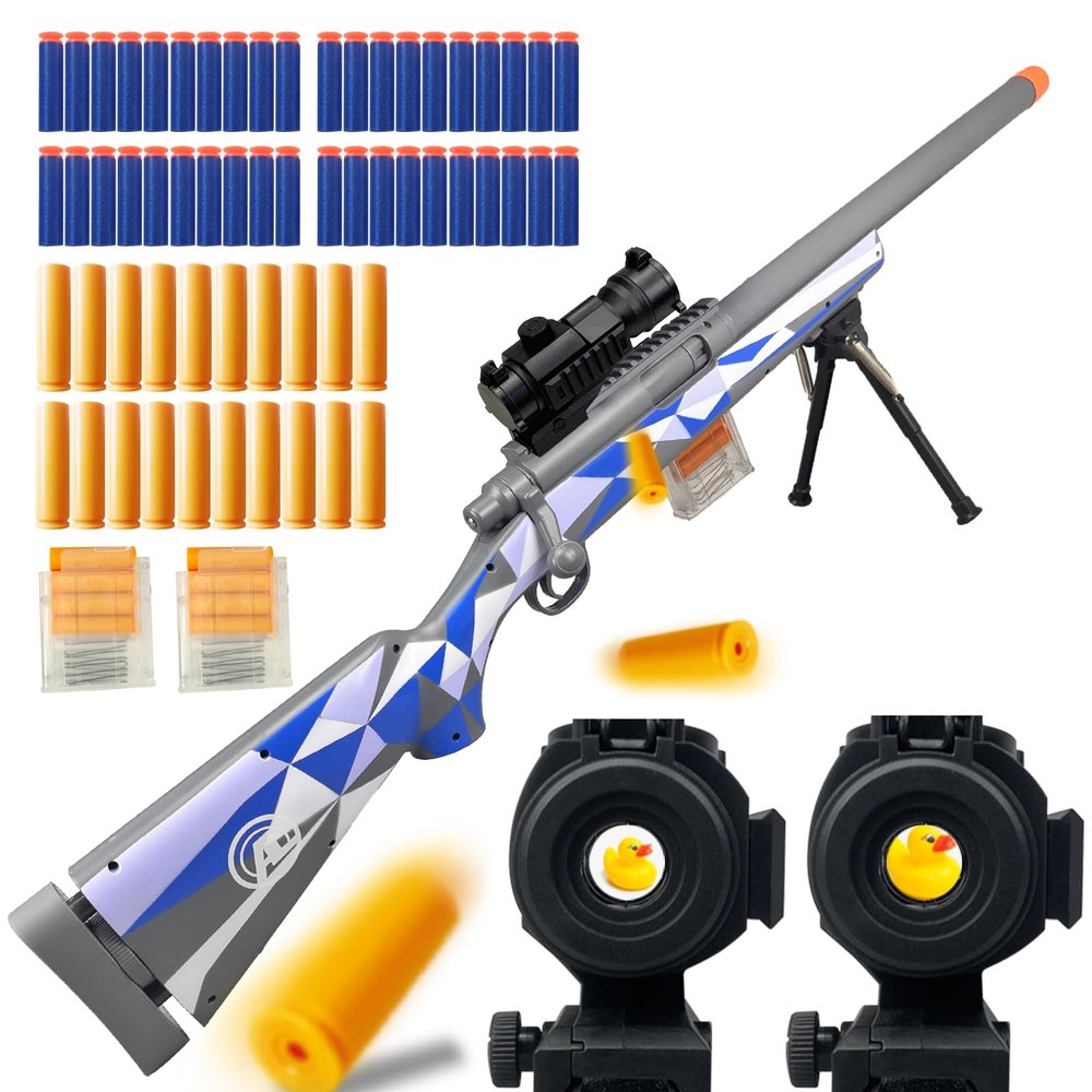 AGM MASTECH M24 Foam Blaster, Shell Ejecting, Safety Switch, Adjustable Stock 41.8 Inch, Scope, 40 Darts, 20 Casings, 2 Mags, Tactical Game Gear for Teens 14+ years Adults