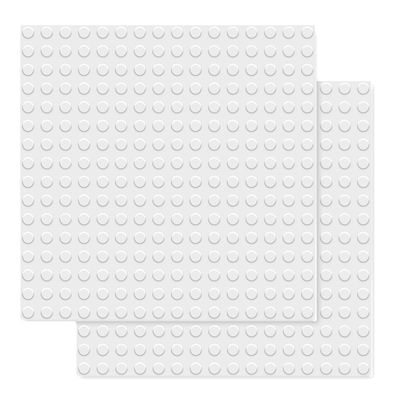 BOROLA Classic Large-Sized Bricks Baseplates 10" x 10", Multi-Color Building Brick Base Plate Compatible with Most Major Brands Perfect for Creative Play(2PCS,White)