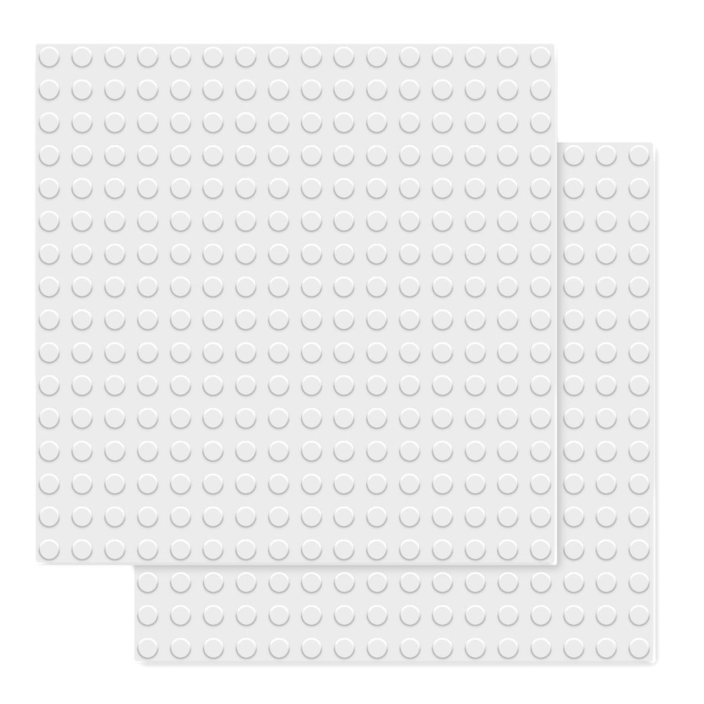 BOROLA Classic Large-Sized Bricks Baseplates 10" x 10", Multi-Color Building Brick Base Plate Compatible with Most Major Brands Perfect for Creative Play(2PCS,White)