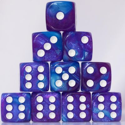 10 PC D6 dice 16mm Acrylic Dice Set for RPG MTG DND Dice Table Games and Board Games (Purple + Blue)