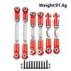 Aluminum Adjustable Turnbuckles Linkage Set & Tie Rods for Arrma 1/8 Mojave 4S 4X4 BLX RC Car Upgrades Parts(Red) view 3