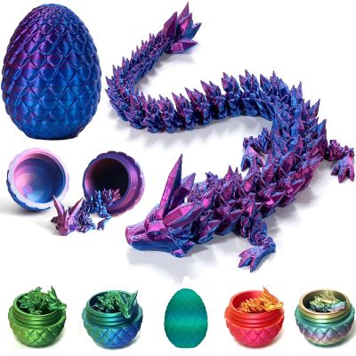 3D Printed Dragon Eggs with Dragon Inside Fun Fidget Figurine Toys, Easter Basket Stuffers Surprise Mystery Crystal Printing Dragon Egg Adult Home Office Desk Decor Toy Gifts (Laser Purple)