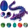 3D Printed Dragon Eggs with Dragon Inside Fun Fidget Figurine Toys, Easter Basket Stuffers Surprise Mystery Crystal Printing Dragon Egg Adult Home Office Desk Decor Toy Gifts (Laser Purple) view 1