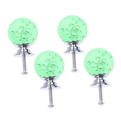 FAVOMOTO 4set Bubble Drawer Knob with Silver Base Chic Green Cabinet Handles for Home Office Includes Screws for Easy Installation Stylish Design for Modern Decor