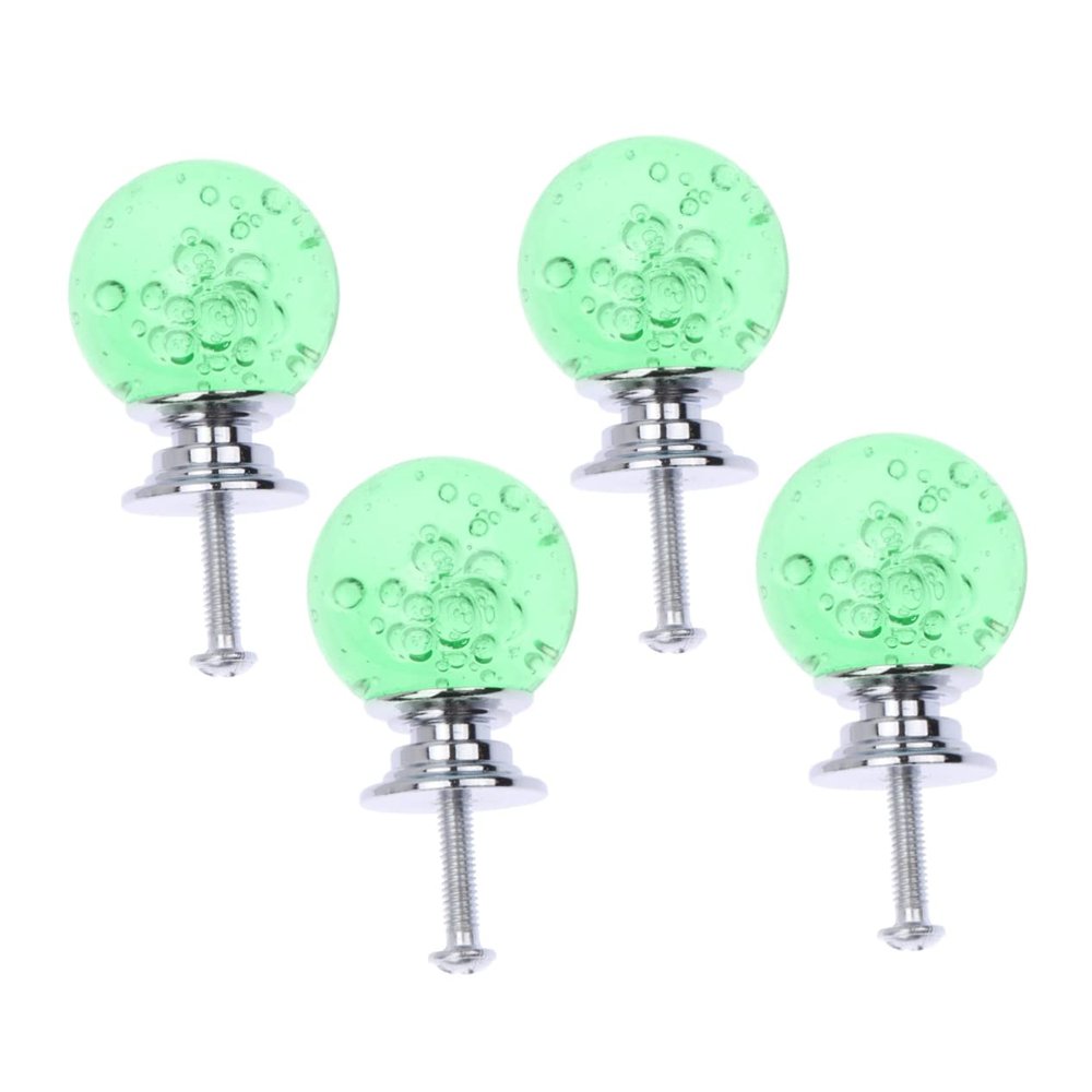 FAVOMOTO 4set Bubble Drawer Knob with Silver Base Chic Green Cabinet Handles for Home Office Includes Screws for Easy Installation Stylish Design for Modern Decor