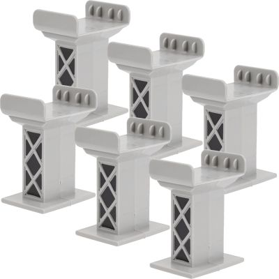 ERINGOGO 6pcs HO Scale Light Grey Plastic Standard Gauge Train Track Supports - Bridge Risers & Tunnels - Boys Toys - Train Bridge Pier Toys