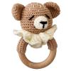 Wooden Baby RattleCrochet Bear Rattle with Wood Ring, Newborn Wooden Animal Rattle ToyInfant Bear Wood Rattle Toys view 1