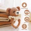 Wooden Baby RattleCrochet Bear Rattle with Wood Ring, Newborn Wooden Animal Rattle ToyInfant Bear Wood Rattle Toys view 2