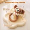 Wooden Baby RattleCrochet Bear Rattle with Wood Ring, Newborn Wooden Animal Rattle ToyInfant Bear Wood Rattle Toys view 3