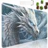 for MTG Playmat with Zones, 24 x 14 in Smooth Surface Card Game Playmat, for TCG Playmat with Storage Bag and 6 Dice, White and Silver Dragon for MTG Mat Mouse Pad view 1