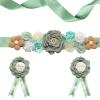 Afkengung Green Maternity Sash Set Daddy and Mommy to be Corsage Pin Flowers Baby Shower Souvenir Sash Supplies Gender Reveal Decorations Pregnancy Photography PropsGreen view 1