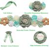 Afkengung Green Maternity Sash Set Daddy and Mommy to be Corsage Pin Flowers Baby Shower Souvenir Sash Supplies Gender Reveal Decorations Pregnancy Photography PropsGreen view 3