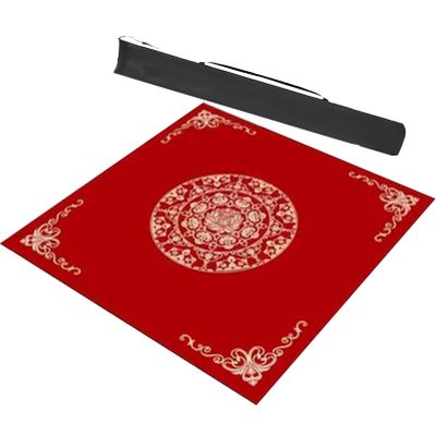 Universal Mahjong Table MatPaigow Poker Dominos Game Table Cover, Slip Resistant Noise Reduction Board Game Mat (Color : Red-3, Size : 23.6x23.6inch/60x60cm)