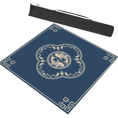 Universal Mahjong Table MatPaigow Poker Dominos Game Table Cover, Slip Resistant Noise Reduction Board Game Mat (Color : Blue-1, Size : 23.6x23.6inch/60x60cm)