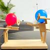 OPLISTE 2024 New Bamboo Man BattleHandmade Wooden Fencing Puppets Battle Bots Wooden Bots Battle Game for 2 Players Fast-Paced Balloon Fight Whack a Balloon Party Games Fun Games (B-30cm x 5mm) view 2
