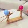 OPLISTE 2024 New Bamboo Man BattleHandmade Wooden Fencing Puppets Battle Bots Wooden Bots Battle Game for 2 Players Fast-Paced Balloon Fight Whack a Balloon Party Games Fun Games (B-30cm x 5mm) view 4