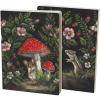 Primitives by Kathy Double Sided Journal, charming hand painted woodland mouse/chipmunk mushrooms flowers design, perfect for writing, journaling, 160 lined pages, open spine to lay flat for use. view 1