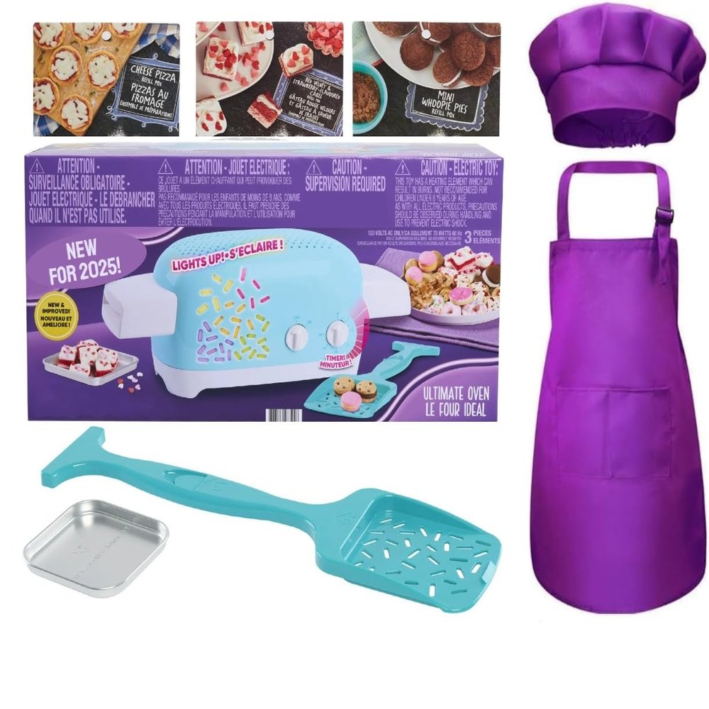 Easy to Bake Ultimate Oven Baking Bundle (Oven + 3 Mixes + Purple Apron, Chefs Hat & Whisk) for Kids 8yrs and Up