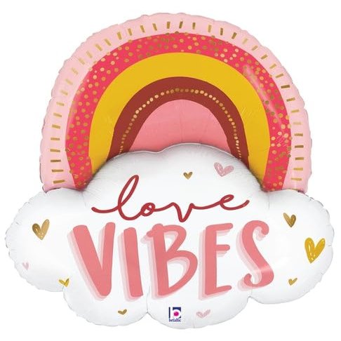 35" Shape Boho Love Vibes Rainbow Balloon