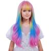 Ufindcos Rainbow Wig for Kids Girls Long Colorful Wig with Bangs Multi-color Wavy Curly Child Wigs 22 inches Synthetic Wigs view 4