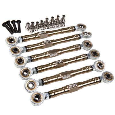 GTBRacing CNC Aluminum Front Rear Suspension and Steering Turnbuckle Tie Rod Set for 1/5 RC Car Losi 5ive-t 5T Upgrade Part (Titanium)