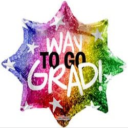 12" Convergram Airfill Way To Go Grad Holographic Balloon