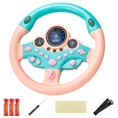 VVistch Kids Steering Wheel Toy with Light and Music, Car Backseat Simulated Driving Steering Wheel Gifts Toys (Pink)