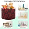 AMmao Red Rose Pattern Toys Storage Bin with Cotton Rope Large Capacity Clothes Storage Baskets Laundry Hamper Holiday Ornament Box Organizer for Bedroom Bathroom Nursery view 4