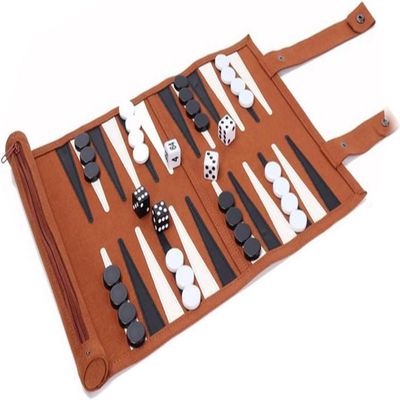 MaGILL International Chess Roll-up Leather Chess Backgammon Checkers Set Foldable Board Chess Game Portable Lightweight Game Set for Travel Chess Gifts