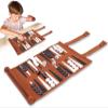 MaGILL International Chess Roll-up Leather Chess Backgammon Checkers Set Foldable Board Chess Game Portable Lightweight Game Set for Travel Chess Gifts view 3