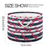 AMmao Cute Stripe Cherry Pattern Toys Storage Bin with Cotton Rope Large Capacity Clothes Storage Baskets Laundry Hamper Holiday Ornament Box Organizer for Bedroom Bathroom Nursery view 2