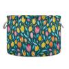 Abstract Tulip Pattern Toys Storage Bin with Cotton Rope Large Capacity Clothes Storage Baskets Laundry Hamper Holiday Ornament Box Organizer for Bedroom Bathroom Nursery view 1