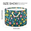 Abstract Tulip Pattern Toys Storage Bin with Cotton Rope Large Capacity Clothes Storage Baskets Laundry Hamper Holiday Ornament Box Organizer for Bedroom Bathroom Nursery view 2