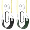 2 Pack Swing Set Seat with Metal Triangle Ring & 66Inch Anti-Rust Chains, Tree Swing Accessories with Snap Hooks & Hanging Straps, Support 300lb, Outdoors Backyard Playground- (Green & Black) view 1