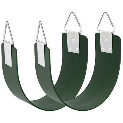 2 Pcs Swing Seat with Metal Triangle Ring 30.4 x 5.9 Inch, Heavy Duty Swing Set Replacement Accessories for Kids & Adults Outdoor, Playground,Trees, Backyard- Green (Support 300LB)
