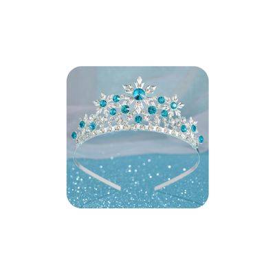 SWEETV Elsa Princess Tiara for Little girls, Girls Princess Crystal Tiara Crown Headband Birthday Party Prom Christmas Costume Cosplay Accessories Gift,Hairpiece for Girls Toddler Kids Baby, Blue