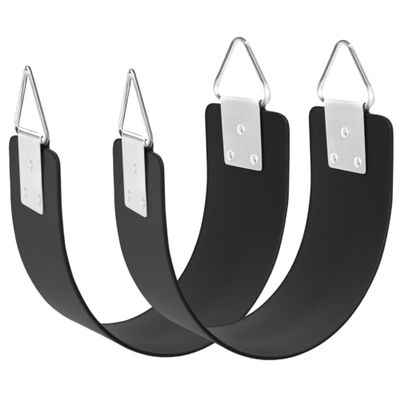 2 Pcs Swing Seat with Metal Triangle Ring 30.4 x 5.9 Inch, Support 300lb, Heavy Duty Swing Set Replacement Accessories for Kids & Adults Outdoor, Playground,Trees, Backyard (Black)