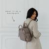 Ayla & Co Mini Bag, Transitional Minimal Diaper Bag, Vegan Leather, with Expandable Pockets, Built-In Wallet, Organizer, Magnetic Front Pocket, Adjustable Straps, Pebble view 2