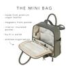 Ayla & Co Mini Bag, Transitional Minimal Diaper Bag, Vegan Leather, with Expandable Pockets, Built-In Wallet, Organizer, Magnetic Front Pocket, Adjustable Straps, Pebble view 4