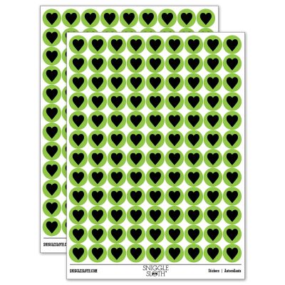 Card Suit Hearts 200+ Round Stickers - Matte Finish - 0.50" Size - Light Green