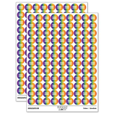Aquarius Horoscope Astrological Zodiac Sign 200+ Round Stickers - Matte Finish - 0.50" Size - Rainbow