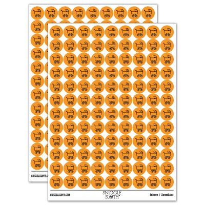Baby Carriage Pram Stroller 200+ Round Stickers - Matte Finish - 0.50" Size - Orange