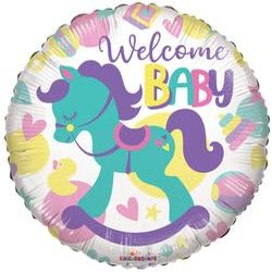 18" Welcome Baby Rocking Horse Gellibean Balloons
