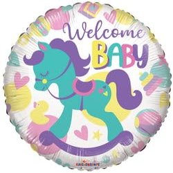 18" Welcome Baby Rocking Horse Gellibean Balloons